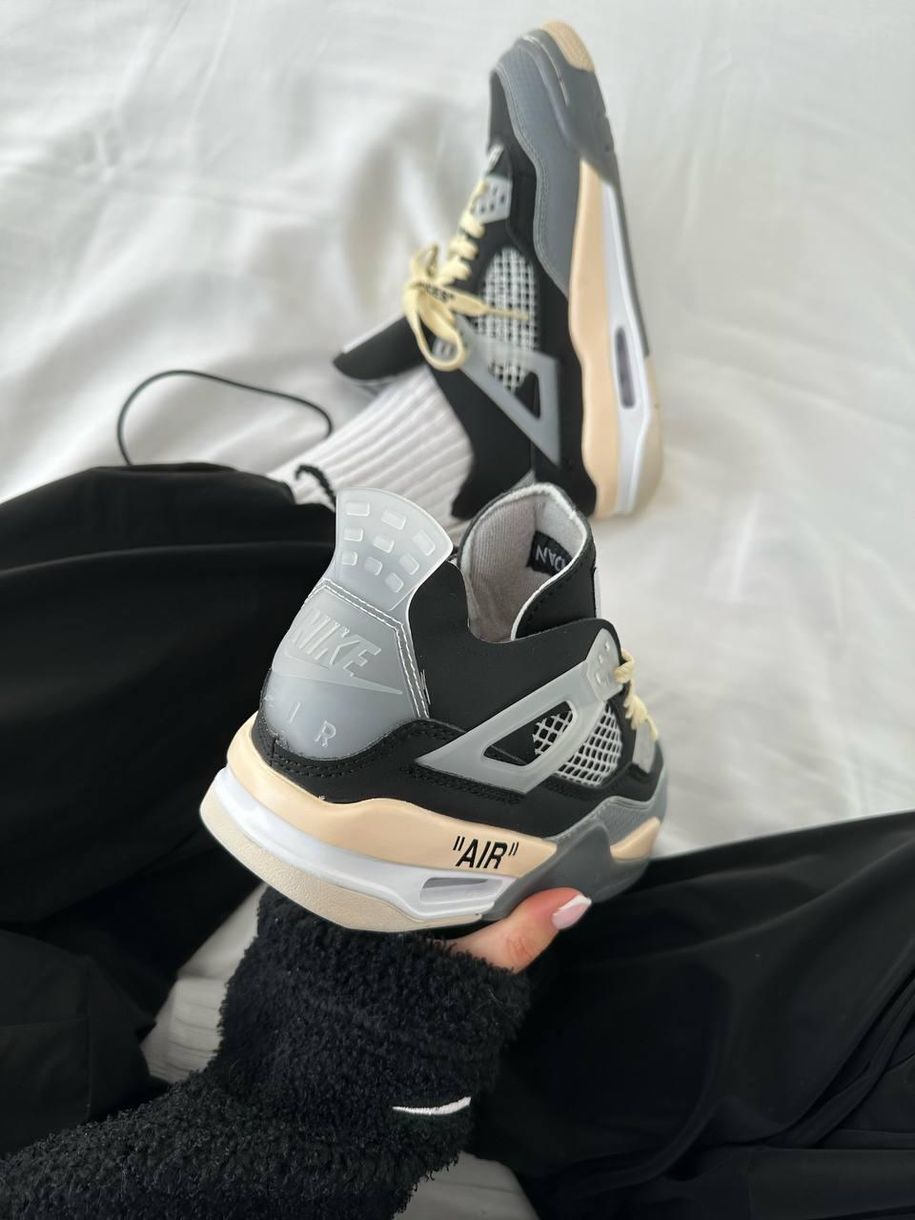 Баскетбольні кросівки Nike Air Jordan 4 x Off White Black Beige 9951 фото