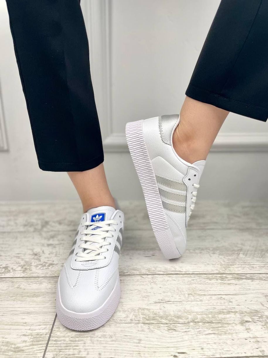 Кеды Adidas Samba White Silver 6119 фото