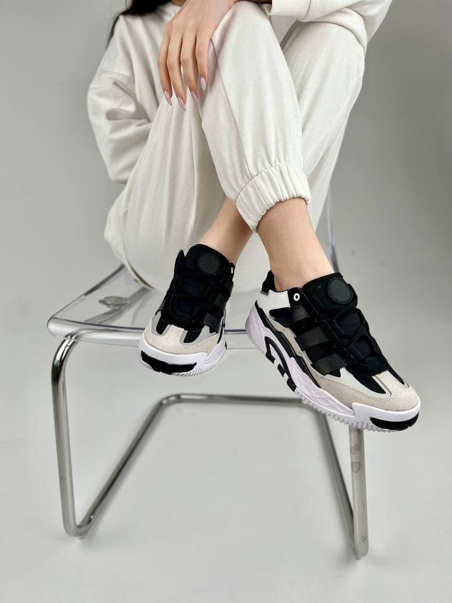 Кроссовки Adidas Nitebal Black White Beige 6241 фото