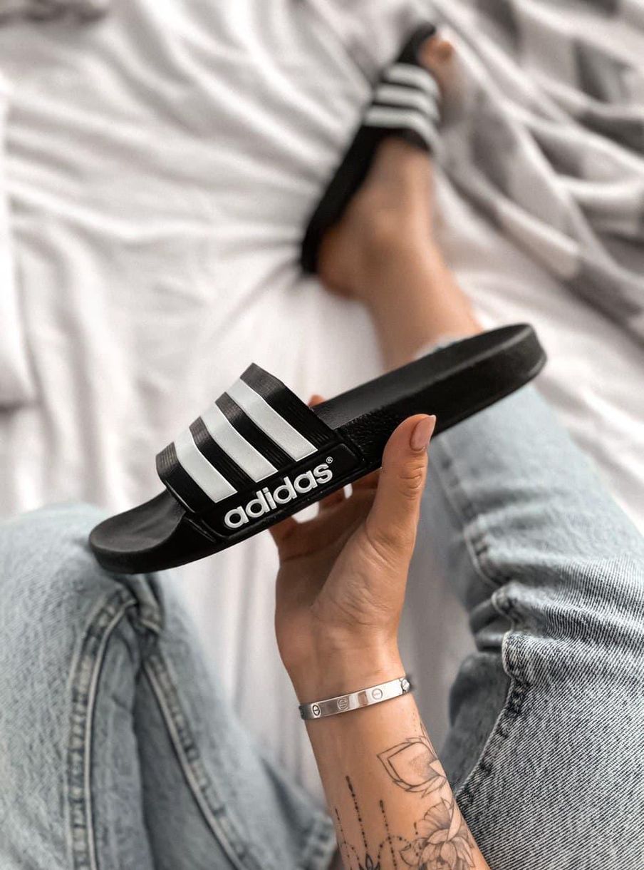 Шльопанці Adidas Black White 5 3341 фото