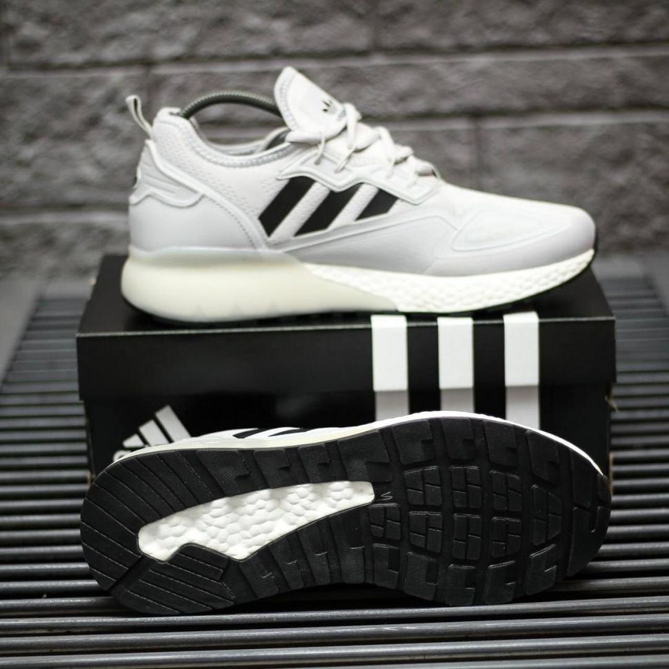 Кроссовки Adidas ZX 2K Boost White Black v2 8955 фото