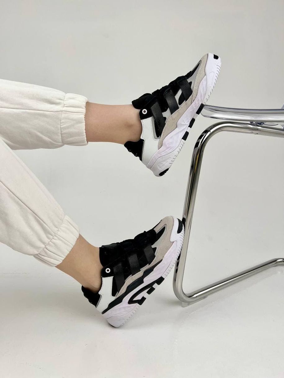 Кросівки Adidas Nitebal Black White Beige 6241 фото