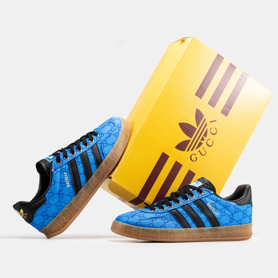 Кроссовки Adidas Gazelle x Gucci Blue Blacki 2546 фото