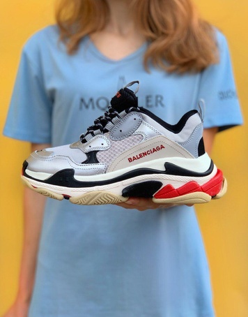 Кроссовки Balenciaga Triple S V1 Silver Black Red 3399 фото