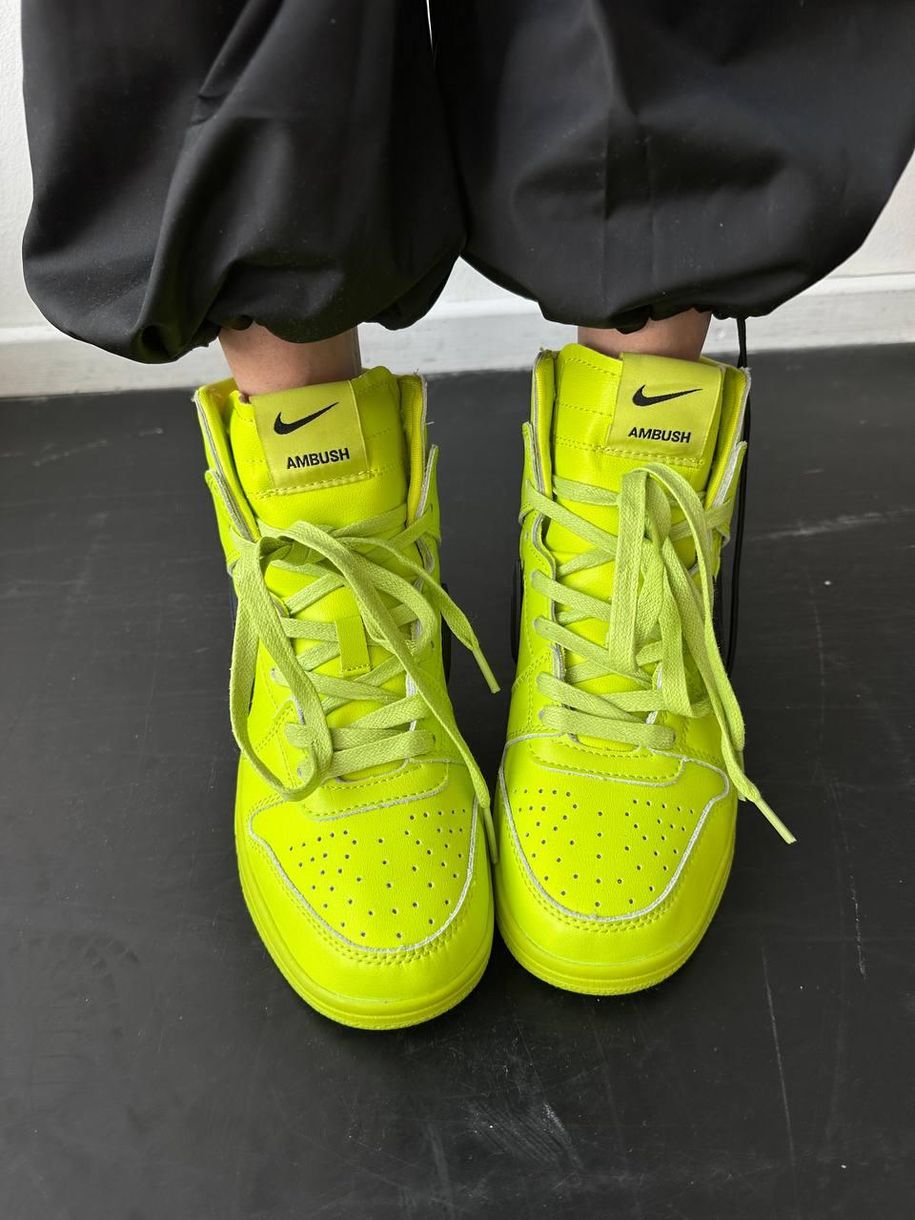 Кроссовки Nike SB Dunk High x Ambush ACID Green 9224 фото