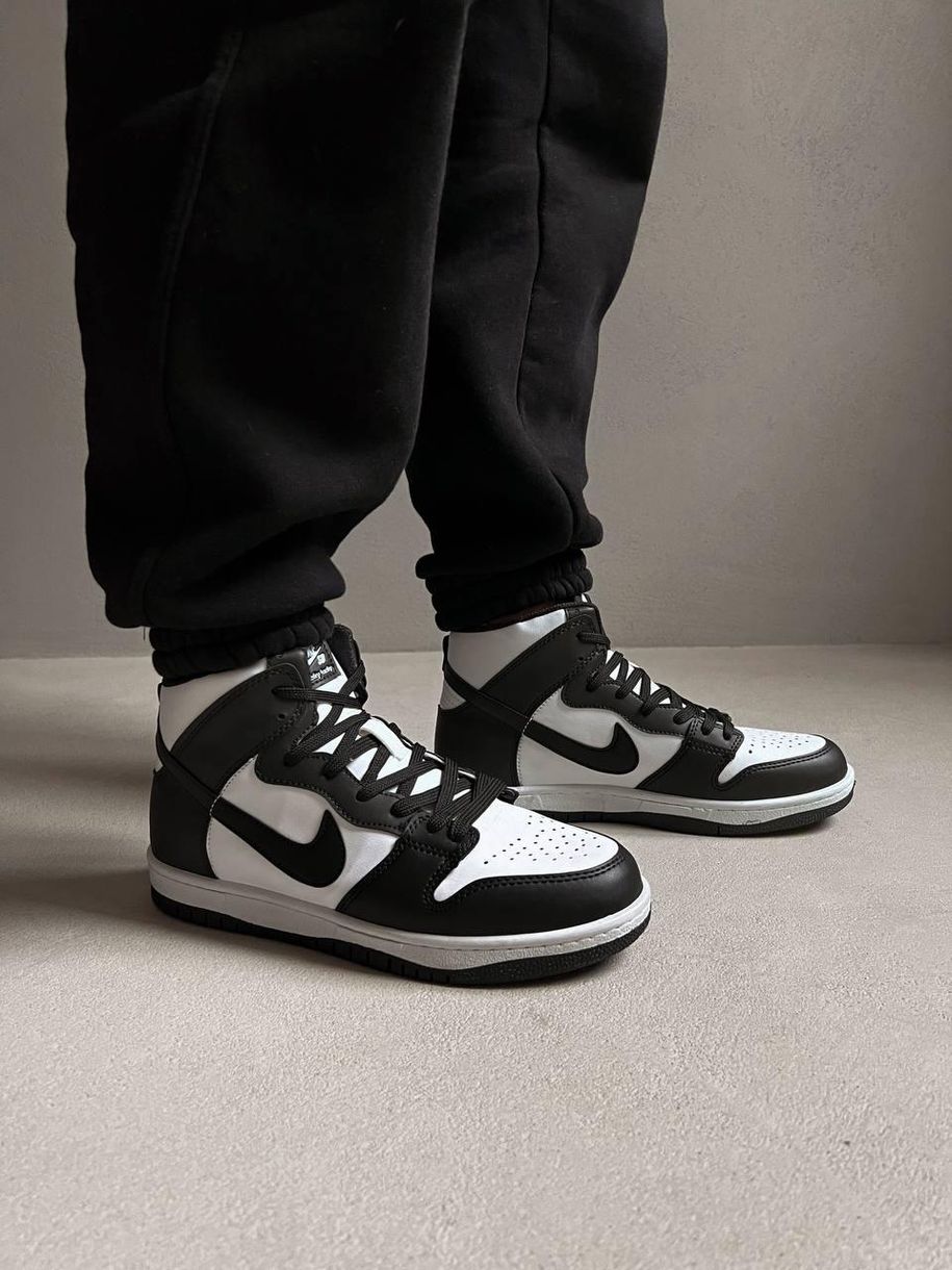 Кроссовки Nike Dunk High Black White 1 7020 фото