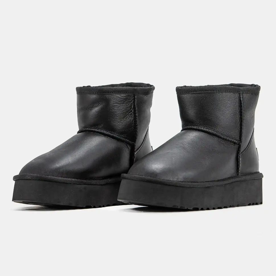 UGG Classic Mini Platform Leather Jet Black