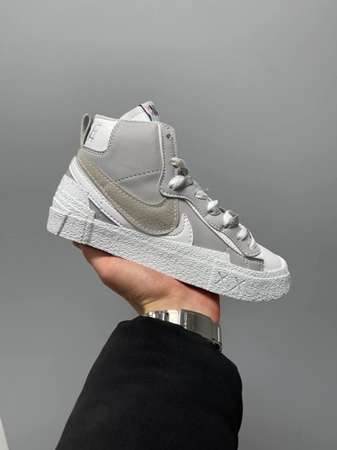 Nike Blazer Mid x Sacai Grey White v2 5528 фото