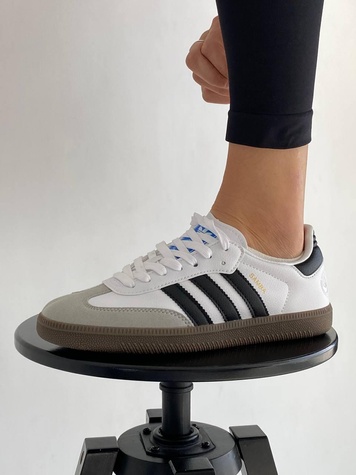 Кеди Adidas Samba Vegan Low White Black 2585 фото