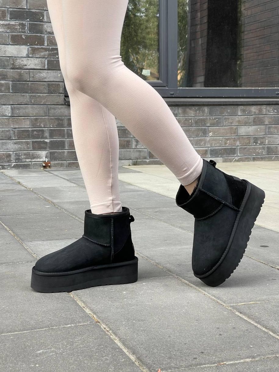 Зимние сапоги Ugg Mini Platform Black 9908 фото