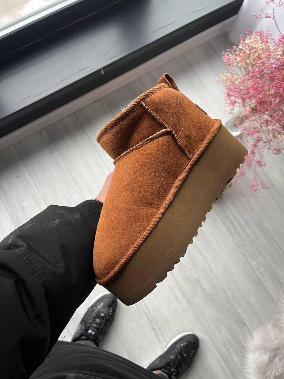 Зимові чоботи UGG Ultra Mini Platform Brown 5284 фото