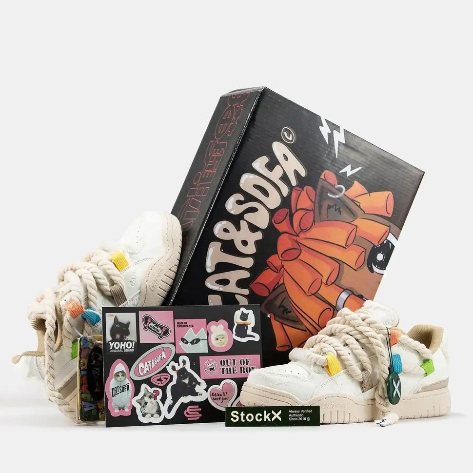 Cat & Sofa Rope Laces Off-White Multi