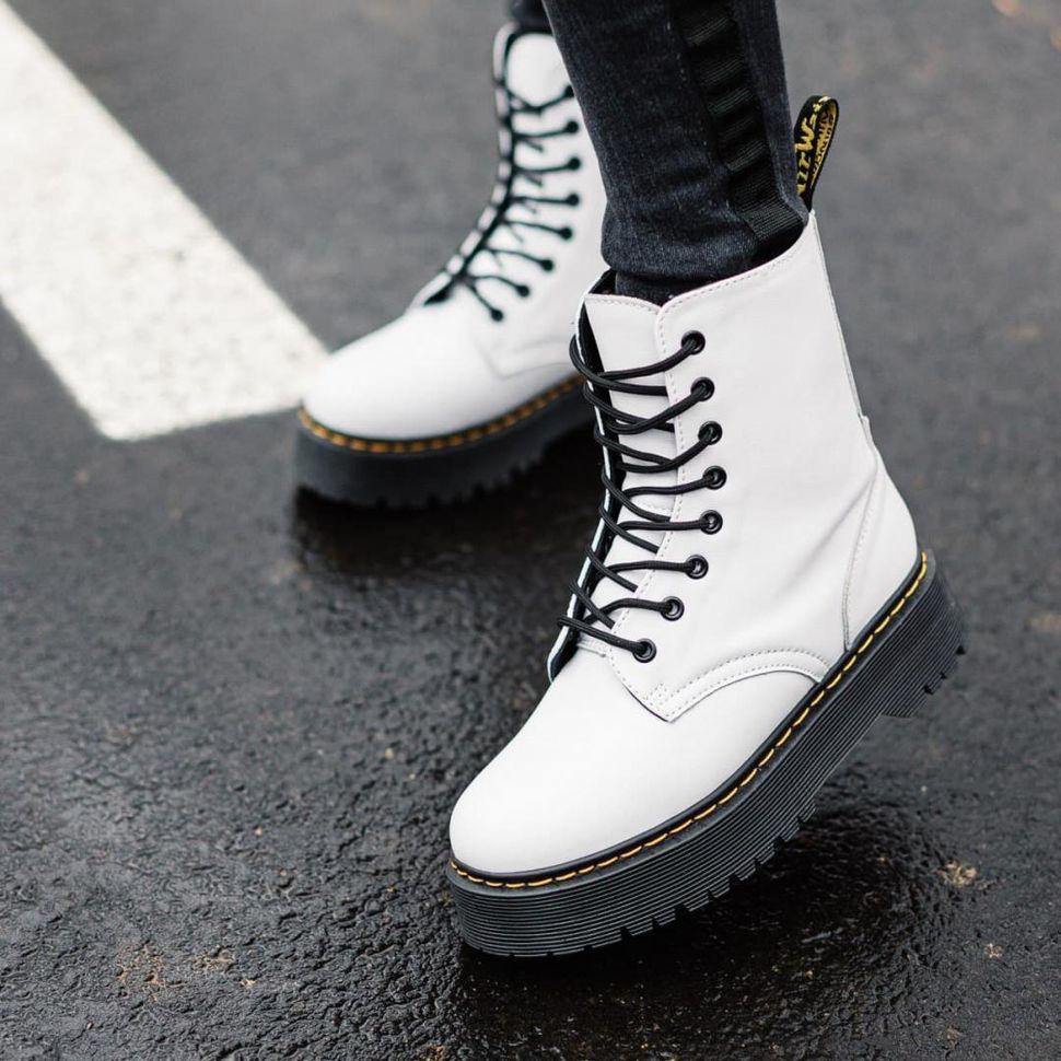 Зимові Черевики Dr. Martens JADON White Black No Logo 4318 фото