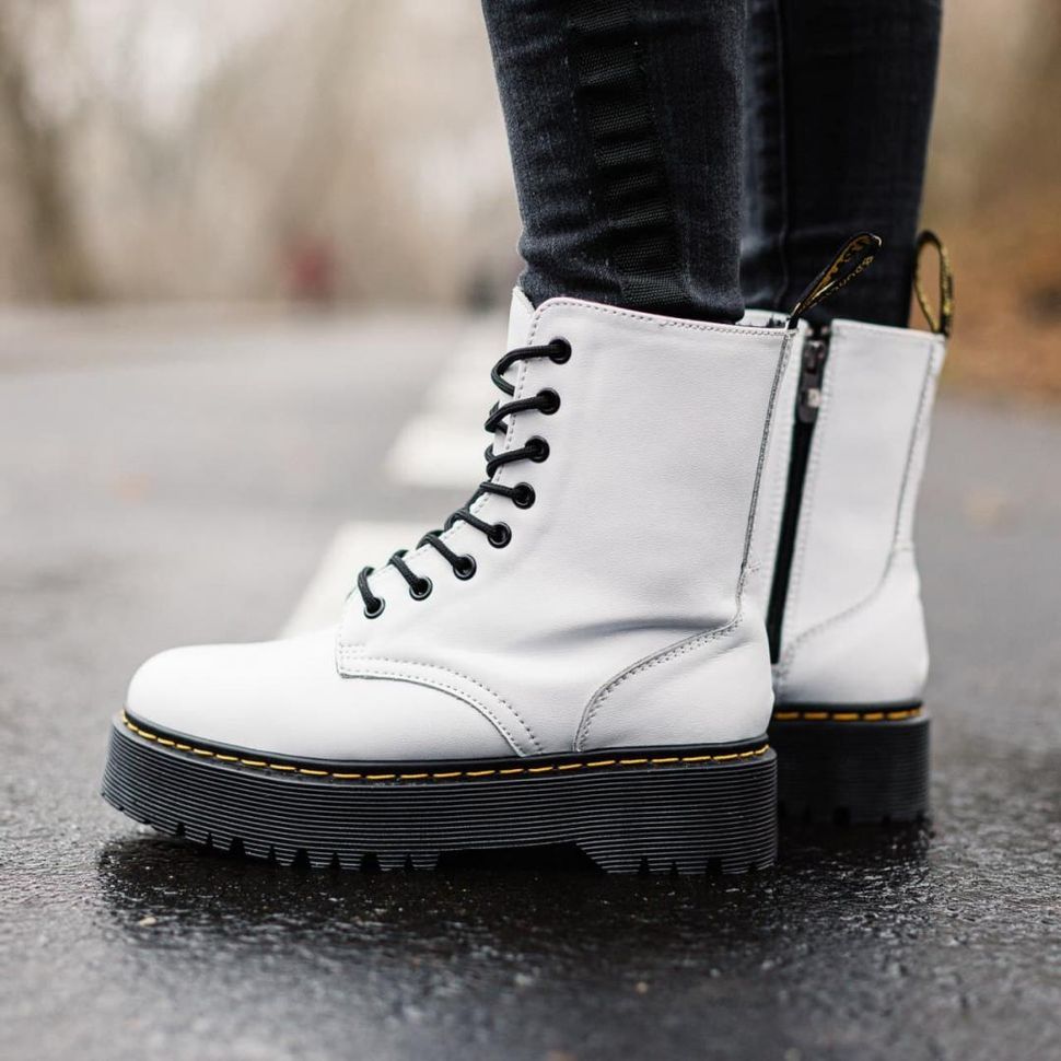 Зимові Черевики Dr. Martens JADON White Black No Logo 4318 фото