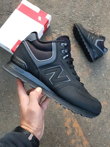 Зимові Кросівки New Balance 574 Boots Winter Leather Black Grey 3762 фото