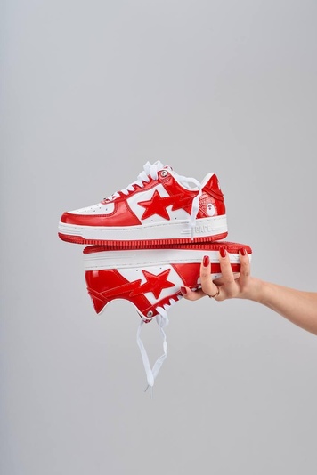 Кросівки BAPE STA M2 Patent White Red 11456 фото