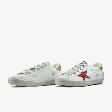 Golden Goose Superstar White Red Gold Glitter, 36