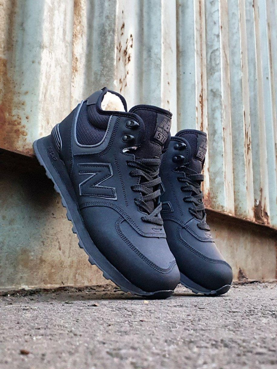 Зимние Кроссовки New Balance 574 Boots Winter Leather Black Grey 3762 фото