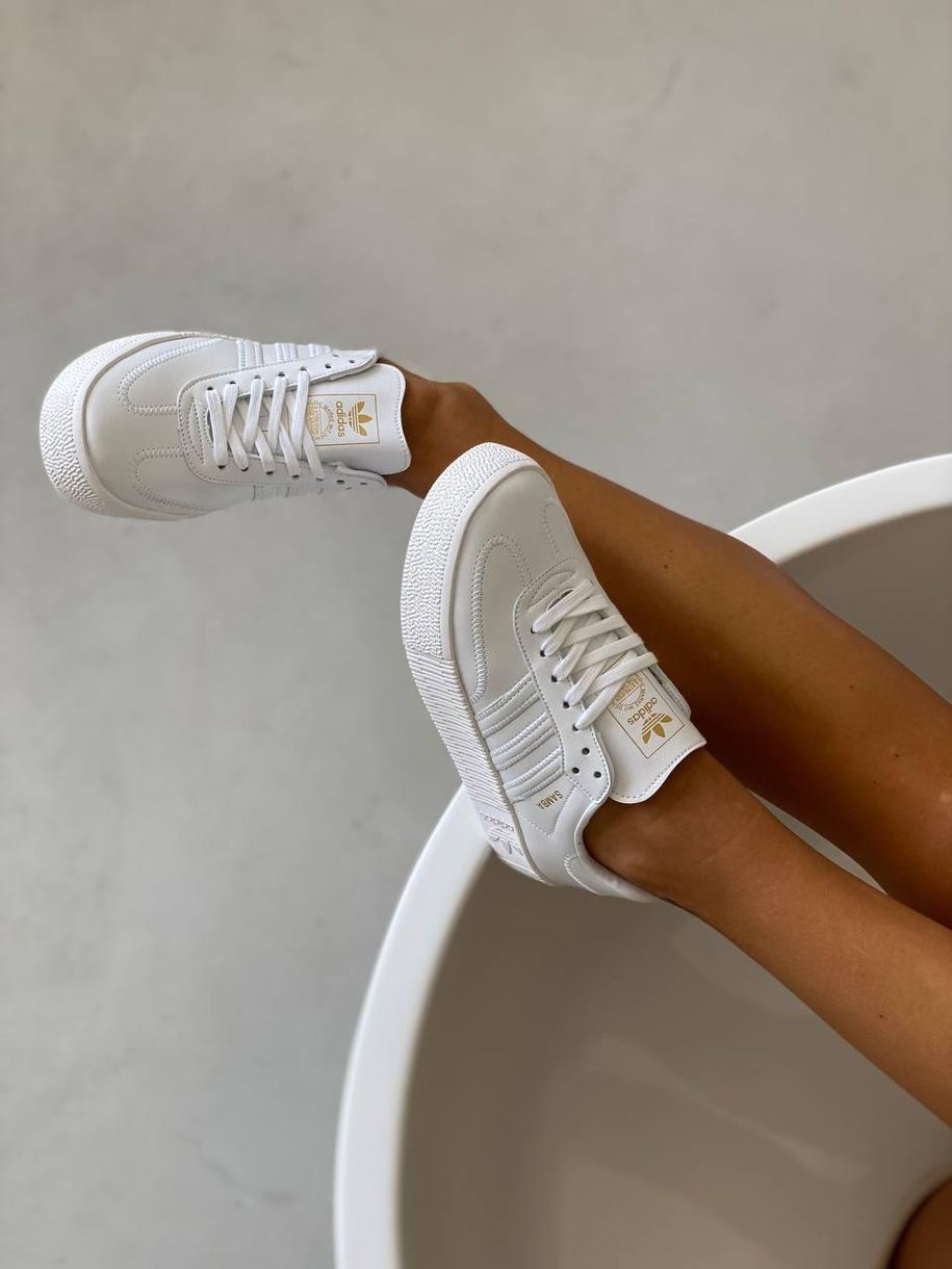 Кеди Adidas Samba All White Шкіра 2814 фото