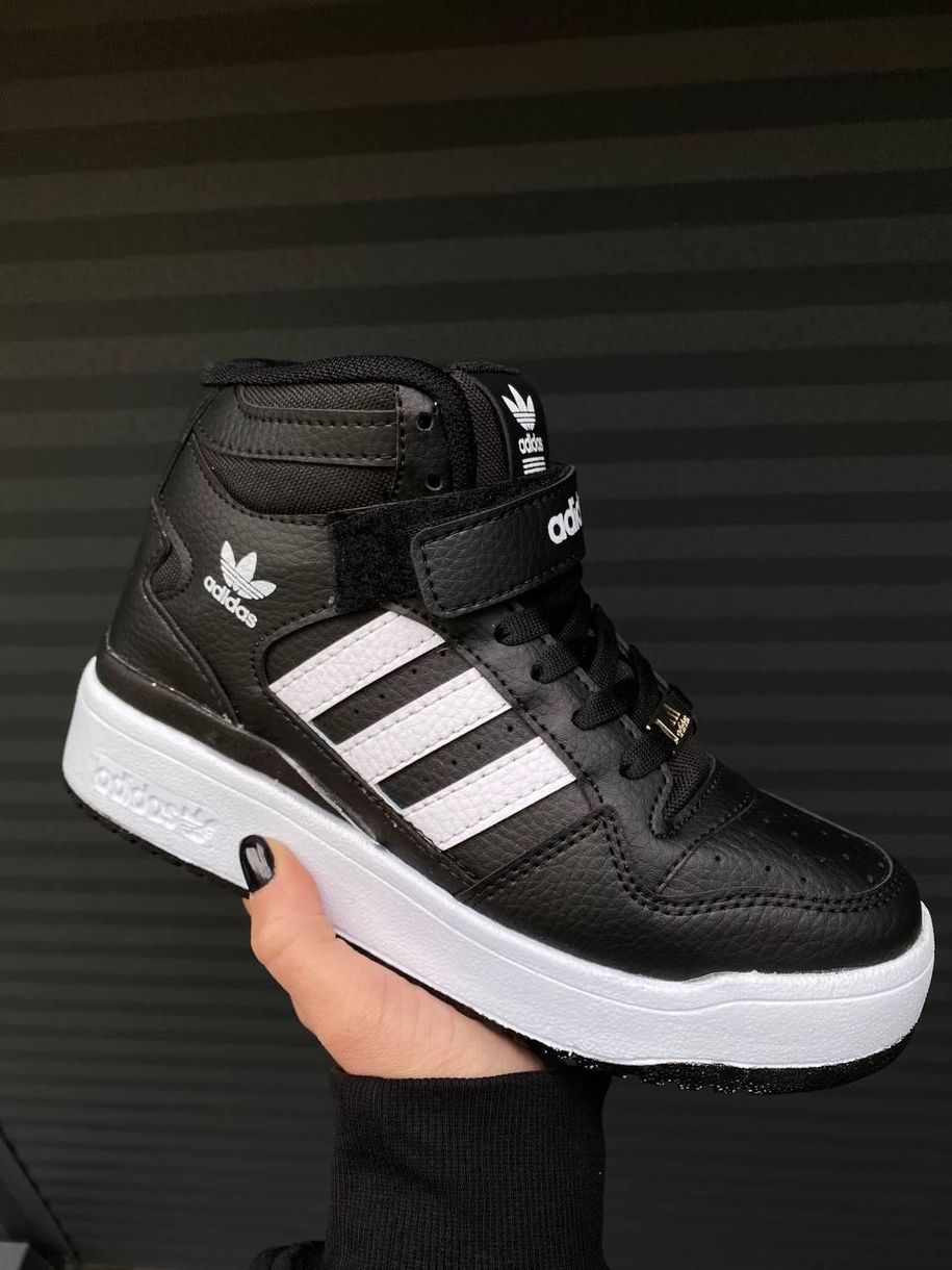 Кроссовки Adidas Forum High Black White v2 8699 фото