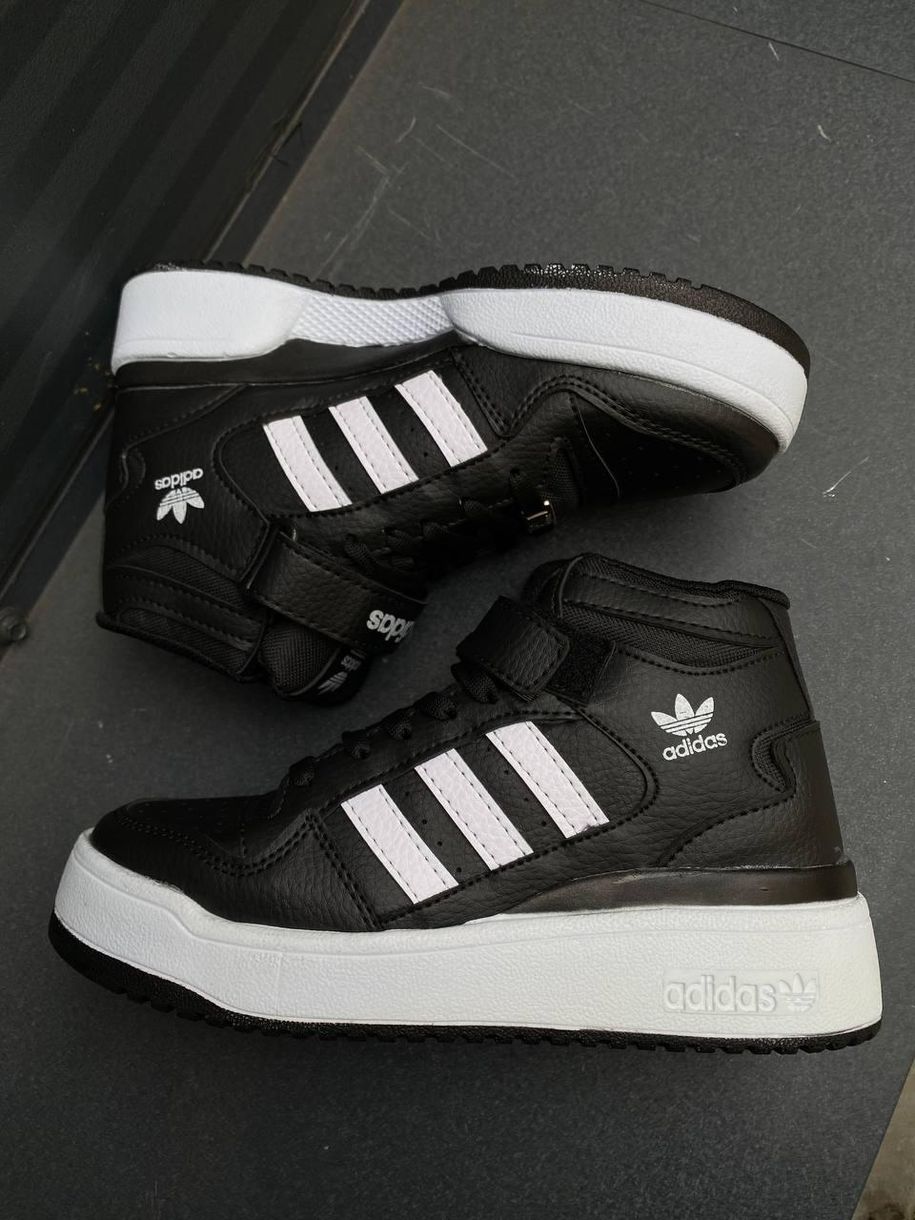 Кроссовки Adidas Forum High Black White v2 8699 фото