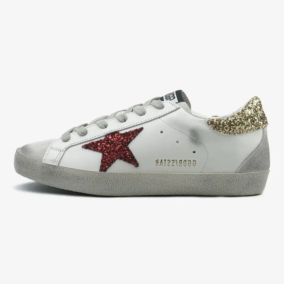 Golden Goose Superstar White Red Gold Glitter, 36