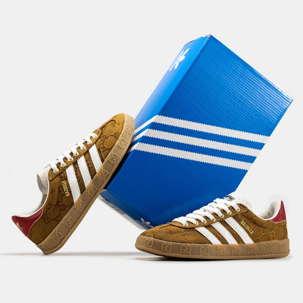 Кеди Adidas Gazelle x Gucci Brown 3302 фото