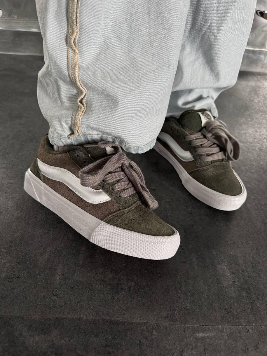 Кеди хакі з білим Vans KNU PLATFORM KHAKI 11130 фото