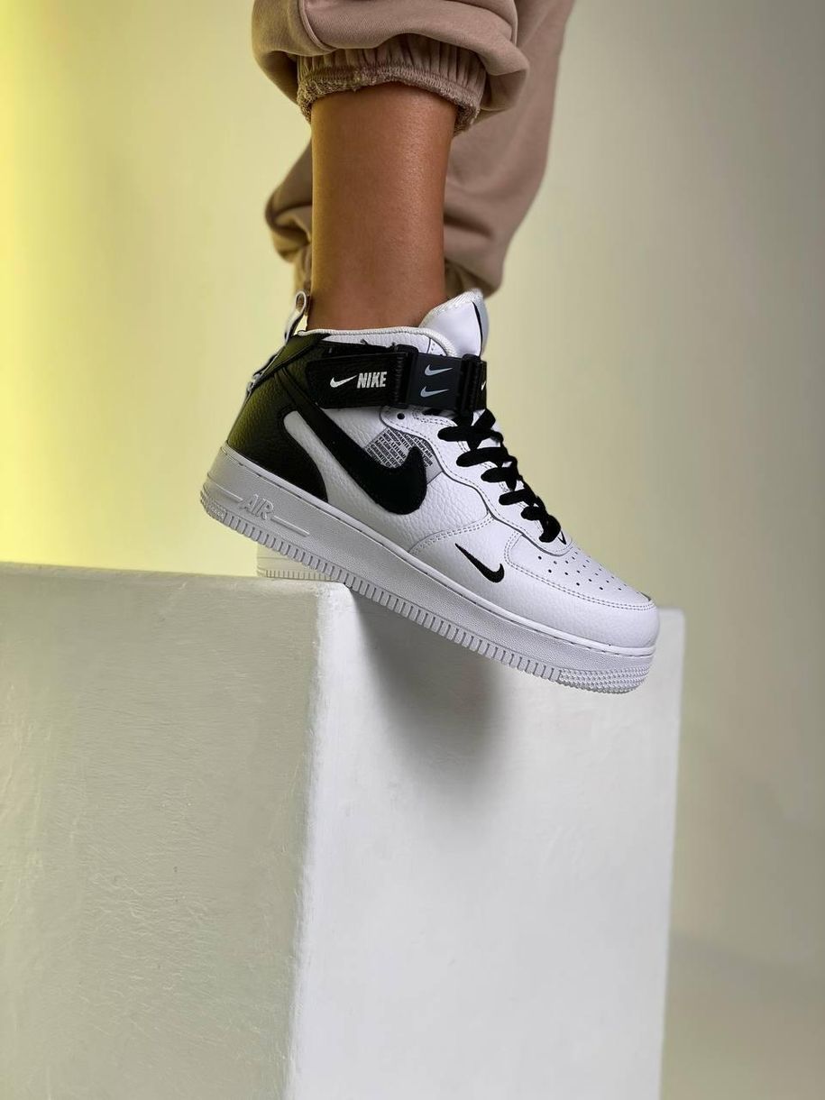 Кроссовки Nike Air Force High Black White 6190 фото