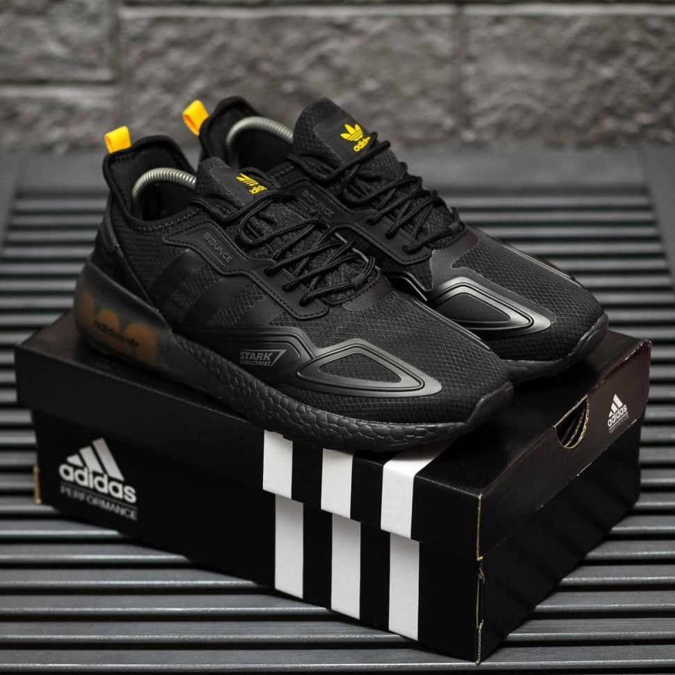 Кроссовки Adidas ZX 2K Boost Black Yellow 8958 фото