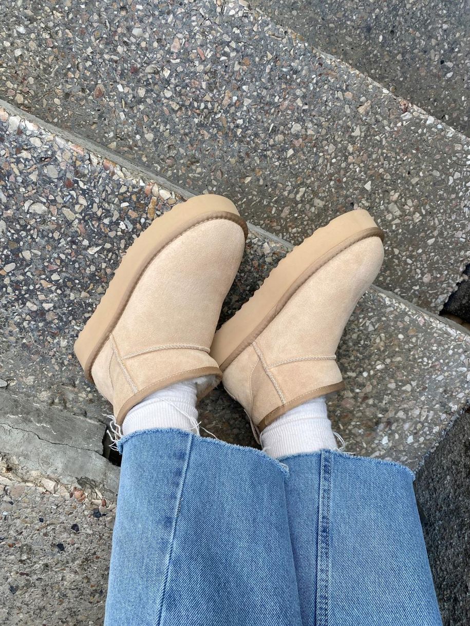 Зимові чоботи Ugg Classic Ultra Mini Platform Beige 9432 фото