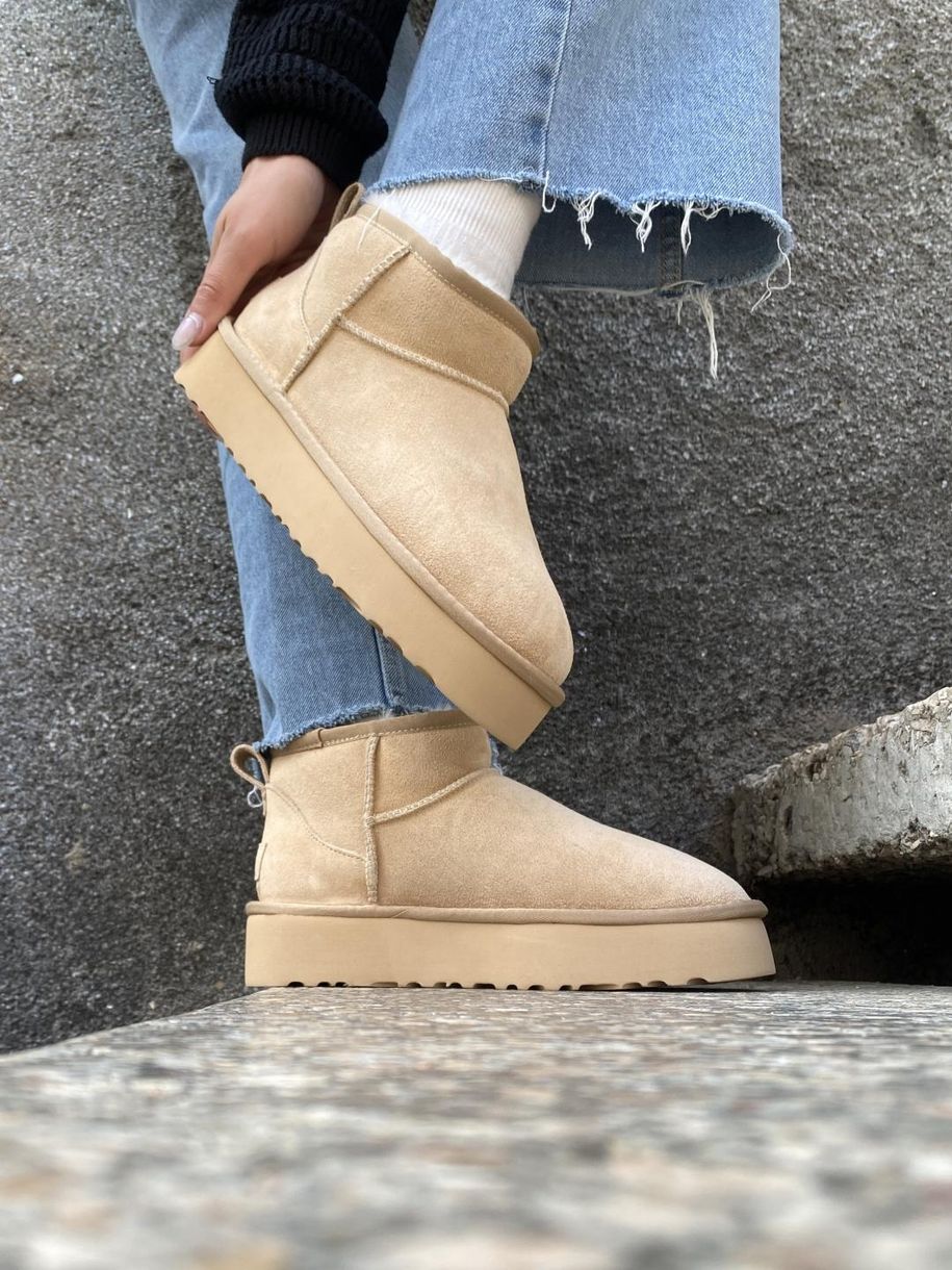 Зимові чоботи Ugg Classic Ultra Mini Platform Beige 9432 фото