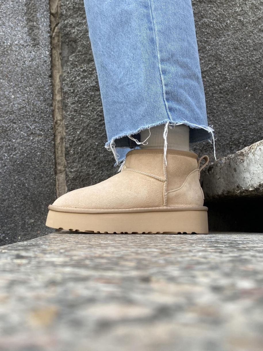 Зимові чоботи Ugg Classic Ultra Mini Platform Beige 9432 фото