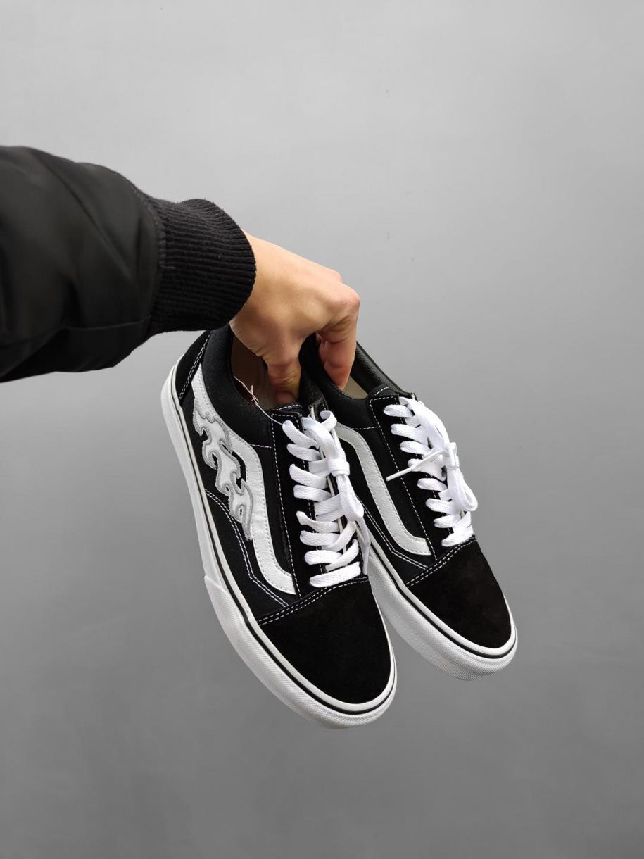 Кеди Vans Old Skool flame Black White 10172 фото