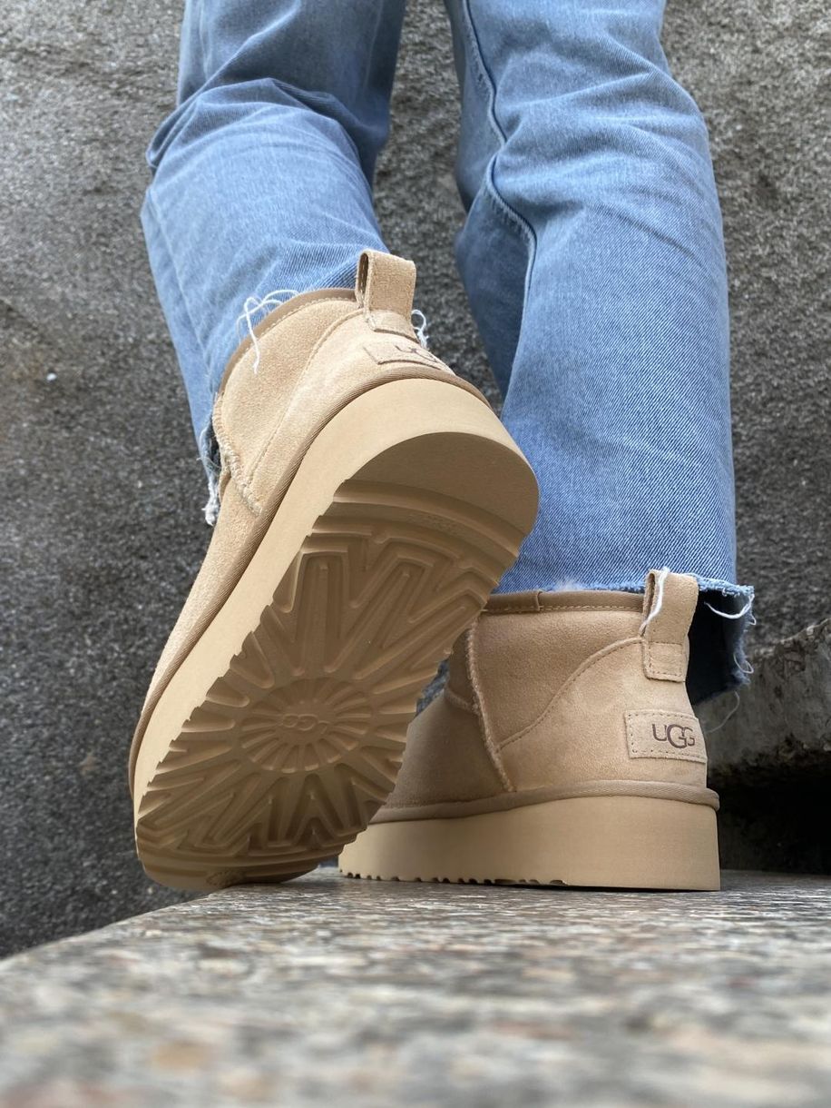 Зимові чоботи Ugg Classic Ultra Mini Platform Beige 9432 фото