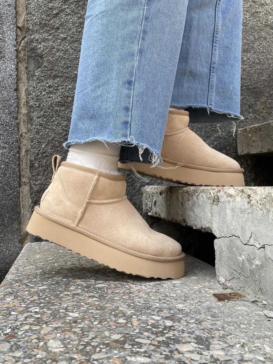 Зимові чоботи Ugg Classic Ultra Mini Platform Beige 9432 фото