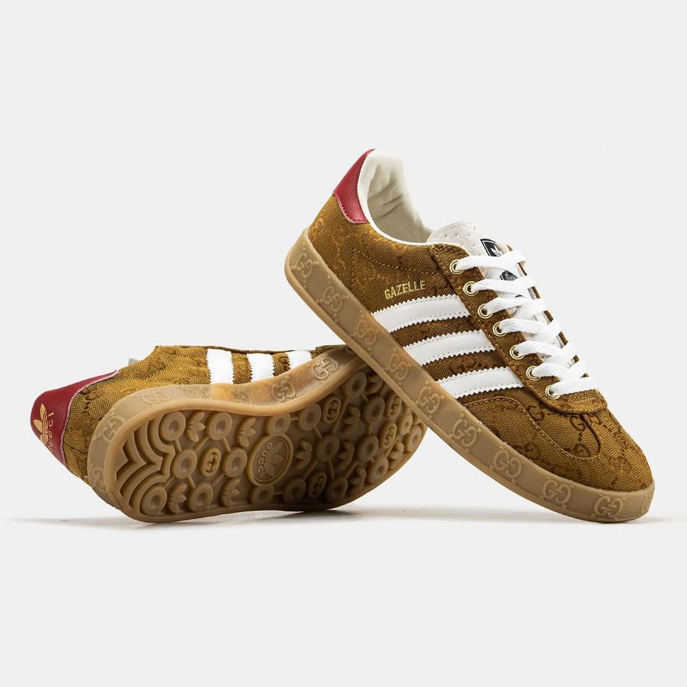 Кросівки Adidas Gazelle x Gucci Brown 3302 фото