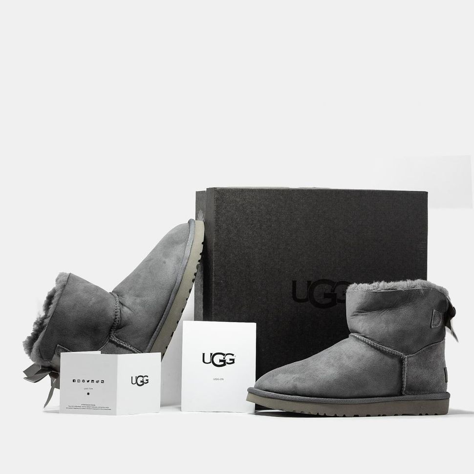 Зимові чоботи UGG Mini Bailey Bow Grey 9759 фото