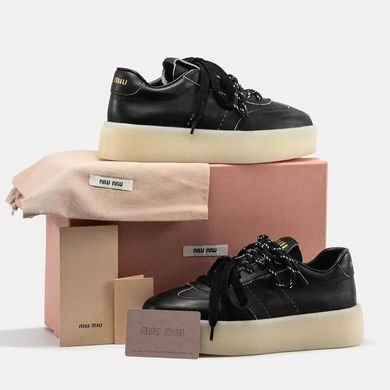 Miu Miu Platform Sneakers Black White, розмір 38