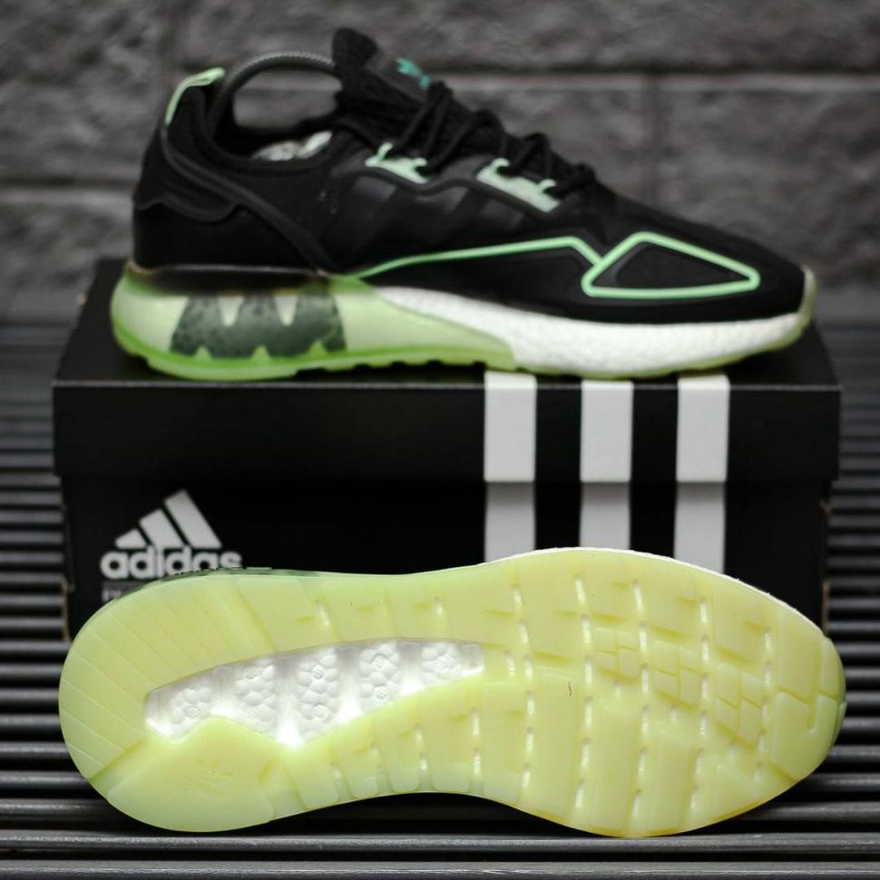 Кросівки Adidas ZX 2K Boost Black Green White 8959 фото