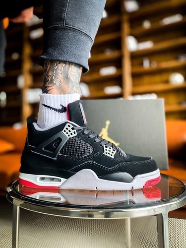 Nike Air Jordan Retro 4 Grey Black Red 2182 фото