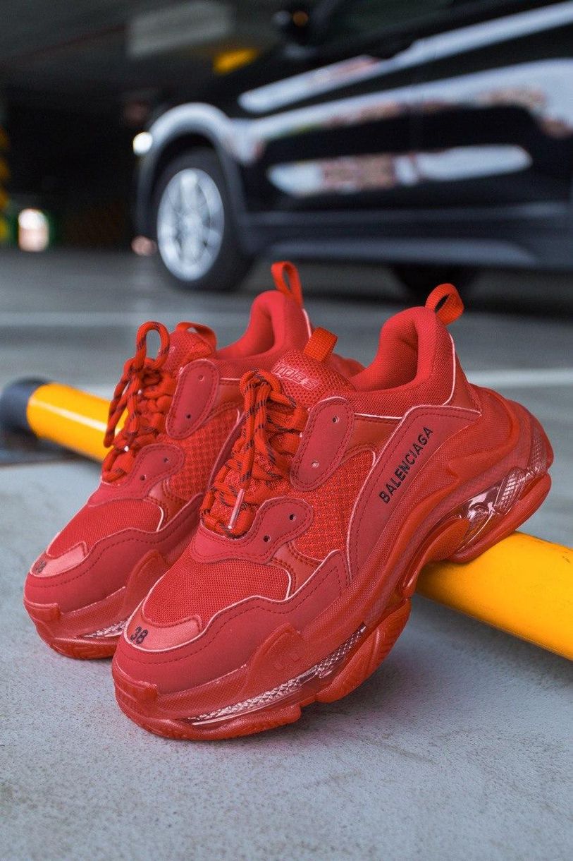 Кроссовки Balenciaga Triple S Clear Sole Red «Black Logo» 3475 фото