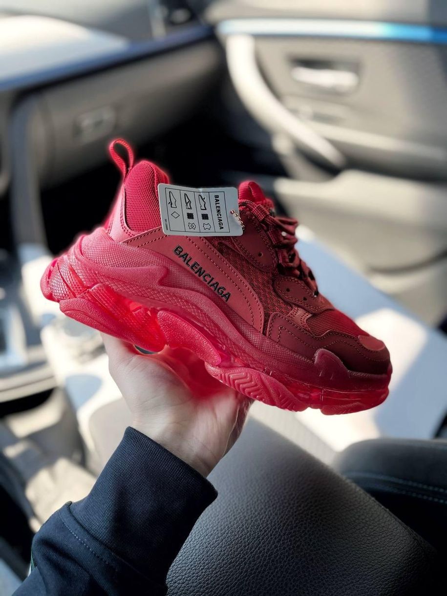 Кроссовки Balenciaga Triple S Clear Sole Red «Black Logo» 3475 фото