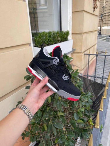 Баскетбольні кросівки Nike Air Jordan Retro 4 Black Grey Red 6650 фото