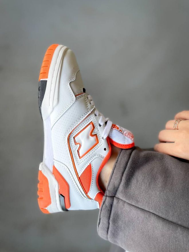 new balance 550 varsity orange on feet