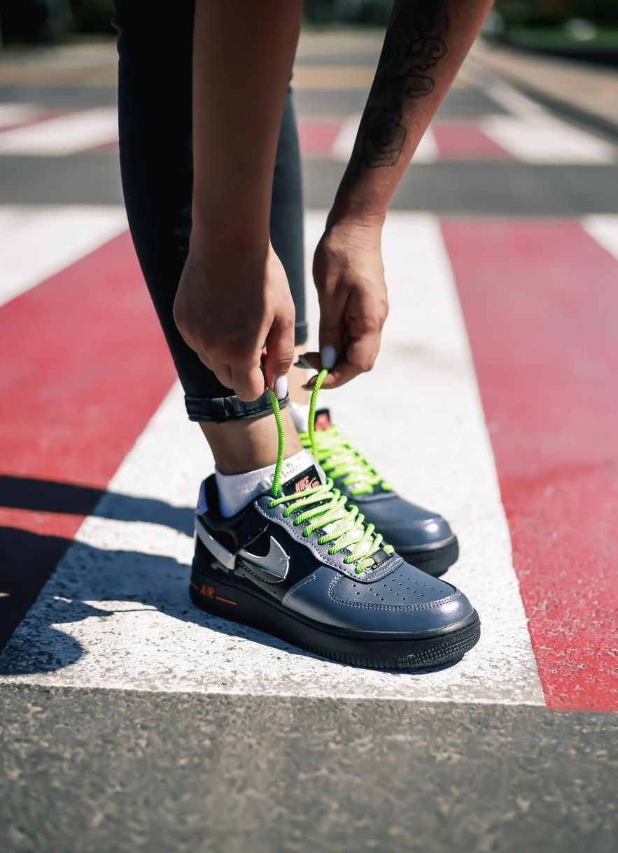 Nike Air Force 1 Vandalized Iridescent Black Green 201 фото