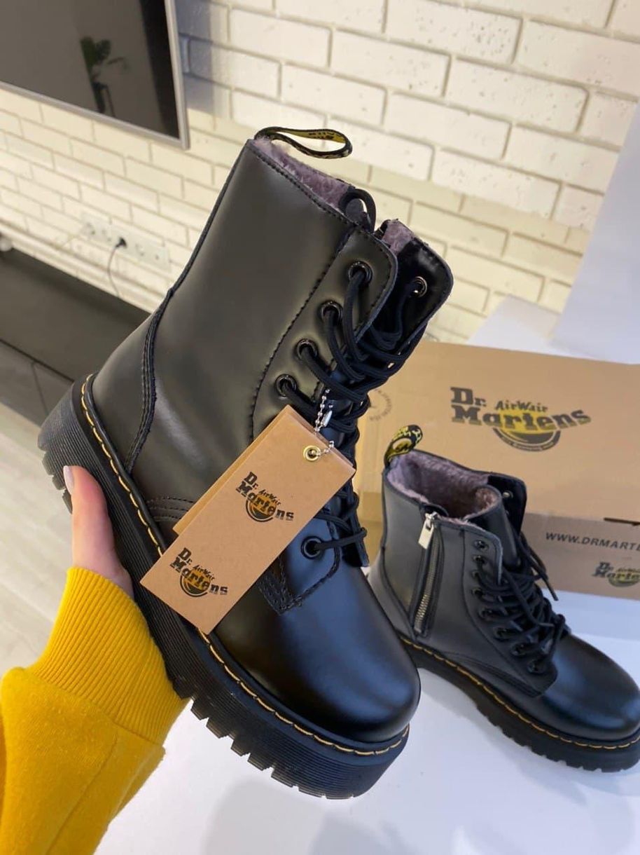 Зимові Черевики Dr. Martens 1460 JADON High Fur Black No Logo 2 (Змейка) 4285 фото