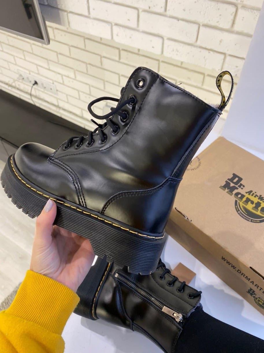 Зимові Черевики Dr. Martens 1460 JADON High Fur Black No Logo 2 (Змейка) 4285 фото