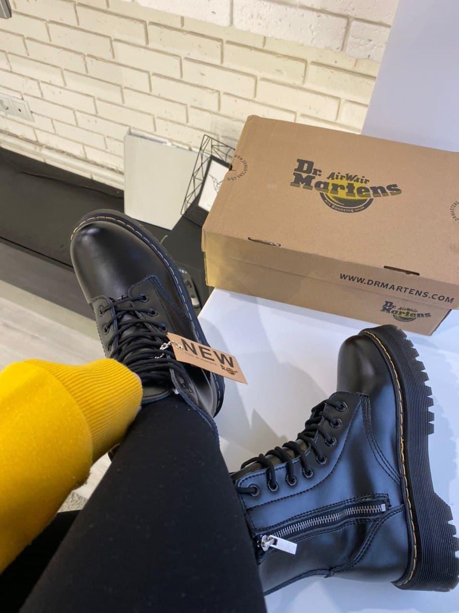 Зимові Черевики Dr. Martens 1460 JADON High Fur Black No Logo 2 (Змейка) 4285 фото