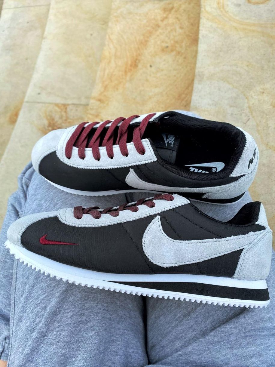 Nike Cortez Classic Leather Black Grey 7843 фото